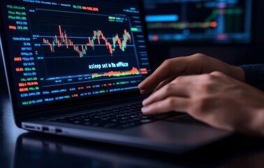 Fototapeta premium The analysis of stock market reports, financial data, trading charts is done by a businessperson or trader that focuses on currency exchange, business growth, plan and strategy concepts.