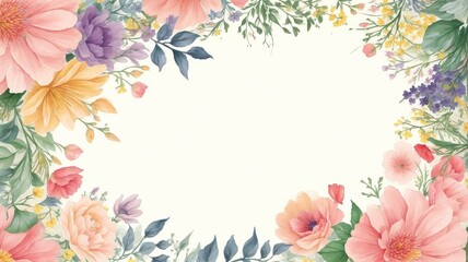 Fototapeta premium marco de flores estilo acuarela