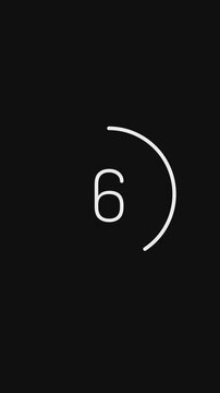 Ten second Countdown simple minimalist animated, 10 second countdown with loading white circle on black background. vertical video 4k.