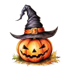 Jack-o'-lantern Wearing a Witch's Hat
