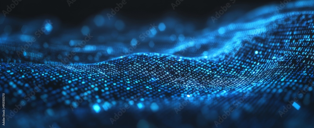 Poster the background of an abstract technology illustration depicts big data, an internet network, and dig
