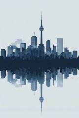 Obraz premium Minimalist city skyline with reflection. 