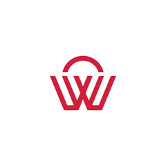 letter w shopping cart simple sleek creative geometric modern logo design