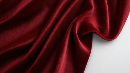 Obraz premium A rich, deep red fabric cascades gracefully, showcasing smooth texture and depth