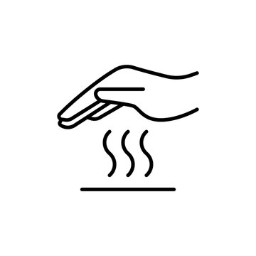 Hot surface icon. Simple outline style. Warning sign, burn, heat surface, hazard, caution hand do not touch, security concept. Thin line symbol. Vector illustration isolated.