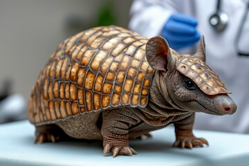 Fototapeta premium Close-up of a Brown and Tan Armadillo with Claws