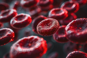 Red blood cells flowing through the bloodstream