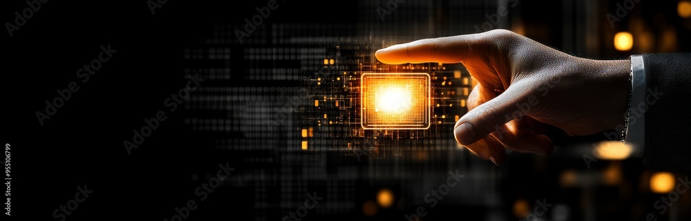 Poster a businessman using a digital tablet with a digital padlock on the internet, with data encryption an
