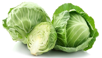 Green cabbage isolated on white background with clipping path and full depth of field
