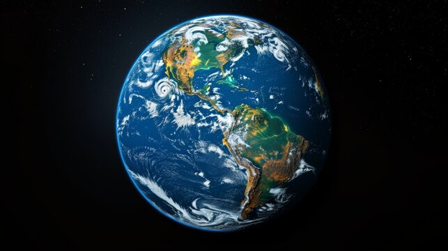 Majestic Earth from Space Featuring North and South America - Powered by Adobe
