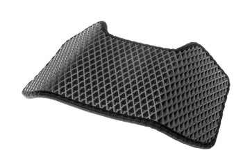 One black rubber car mat isolated on white
