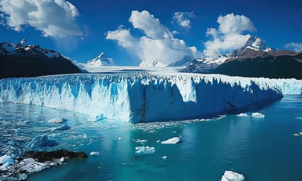 A Massive Glacier Calving in a Mountainous Landscape