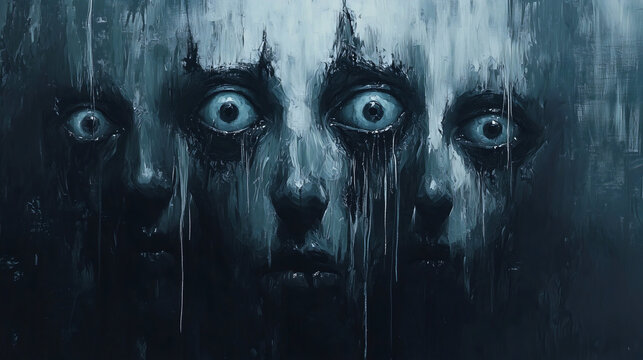 The painting, which is haunted and whose author is unknown, portrays a fragmented state of consciousness and is inherently very frightening.