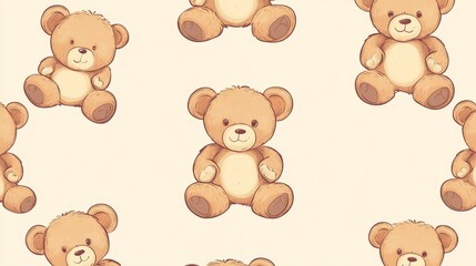 A cute and whimsical pattern of teddy bears, ideal for children's decor, crafting, or playful designs.