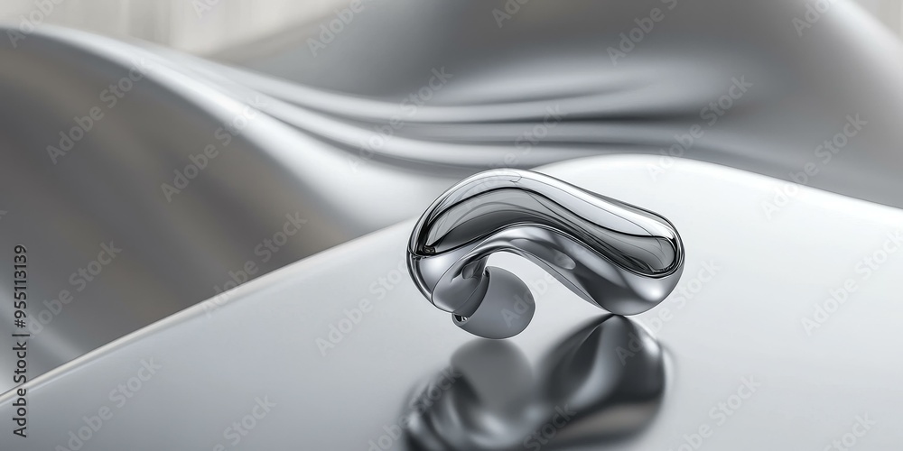 Wall mural Silver abstract shape on a silver surface.