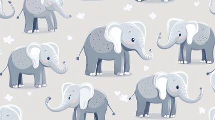 Cute and playful elephant pattern, perfect for children's decor and playful designs. Ideal for fabrics and wallpaper.