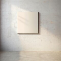 Minimalist interior canvas mockup with a blank canvas against a neutral wall. Perfect for displaying artwork or posters in a modern, clean space.