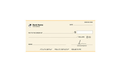 Blank bank check vector, Blank Cheque, Money, Checkbook, Fake mockup blank cheque