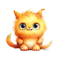 Naklejka premium A Cute, Fluffy, Orange Creature with Big Eyes and a Smile