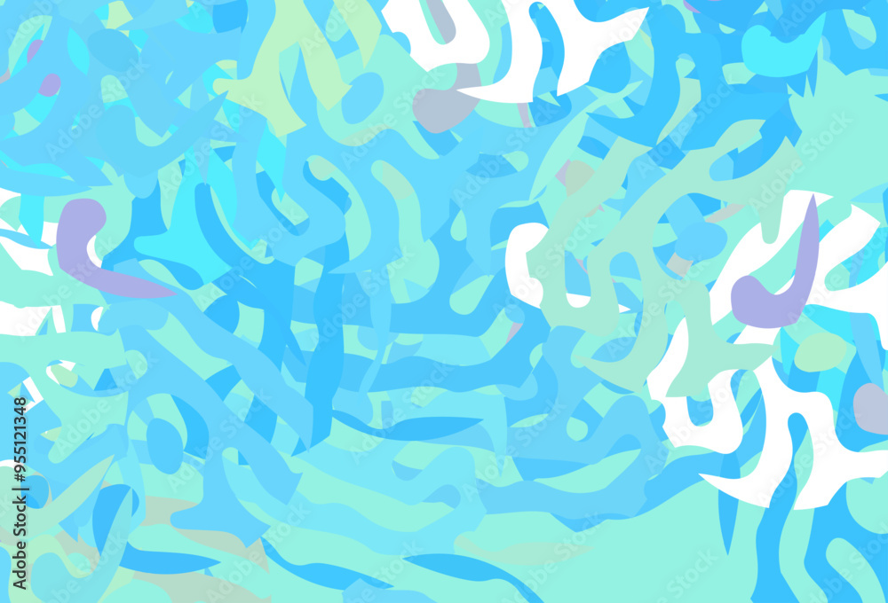 Poster light blue, green vector background with abstract shapes.