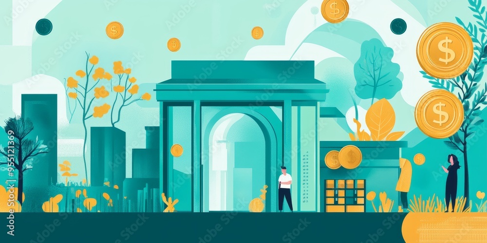 Poster infographic showing steps to achieve financial security with clear visual representation and practic