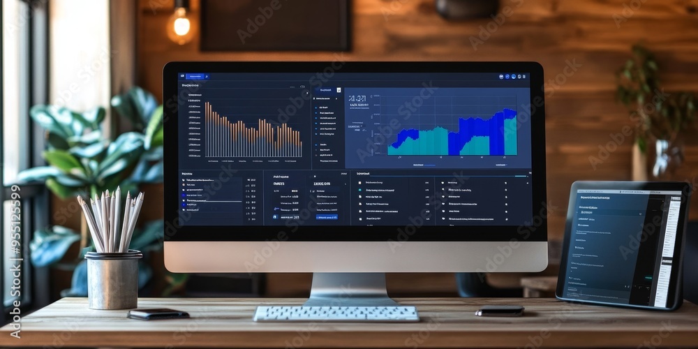 Poster Detailed income management dashboard with interactive graphs and precise categories professional and sleek design