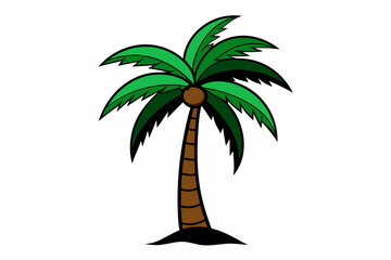 A Palm tree on white background vector art illustration