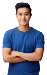 Obraz premium PNG Smiling handsome young asian man t-shirt standing smiling.