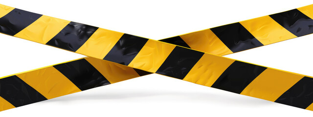 Isolated crossed warning tape with yellow and black color