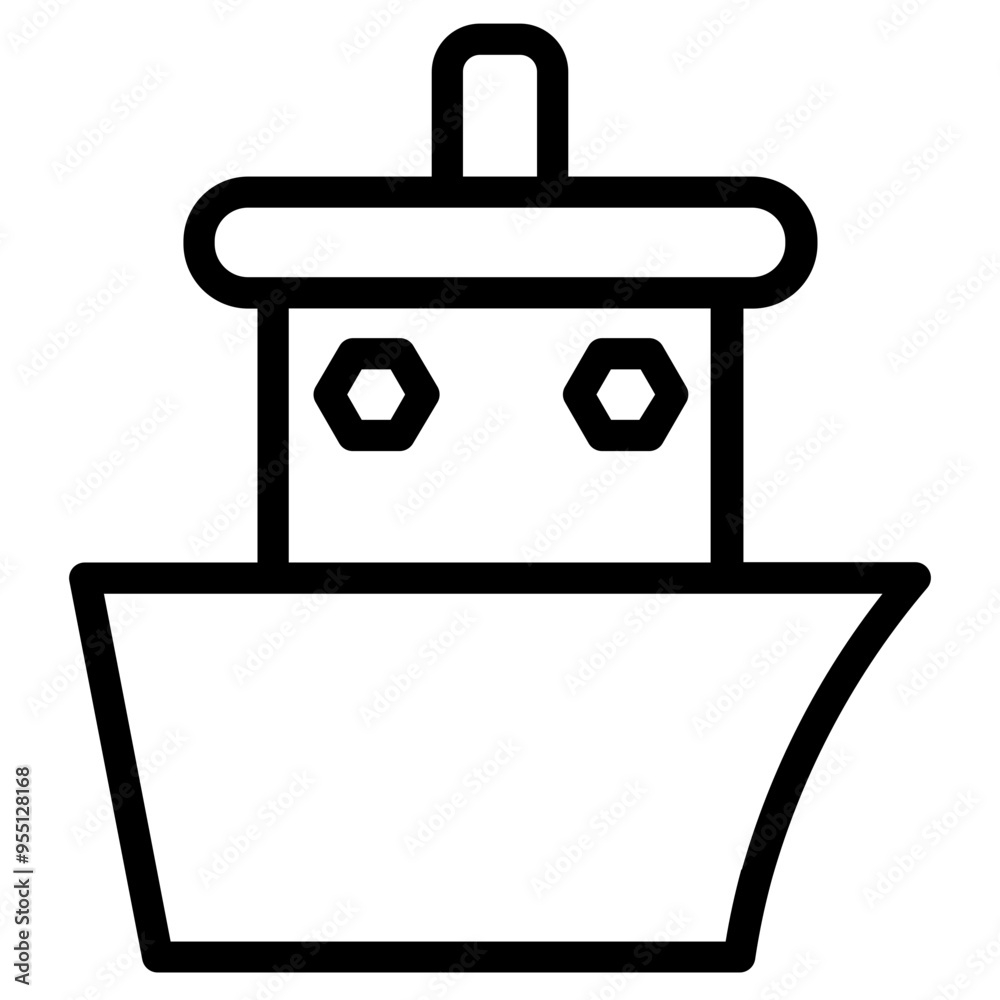 Sticker ship sea boat line icon