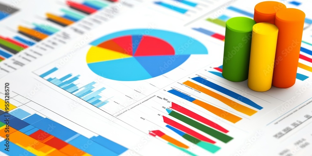 Poster Financial presentation on detailed expense reports with colorful charts and clear analysis engaging and professional layout