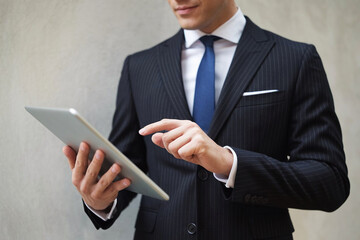 businessman with tablet