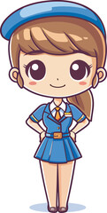 Confident Anime Girl in Blue UniformIllustration