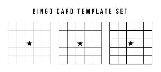 Simple bingo card grid template set. Vector illustration bingo card design.