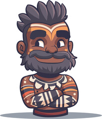 Fototapeta premium Confident Aboriginal Man Cartoon Illustration Tribal