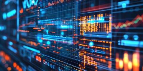 Naklejka premium Digital interface showcasing data protection features in financial systems secure and user-friendly design