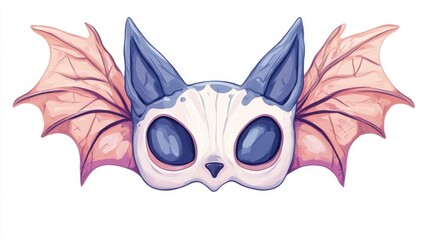 A whimsical creature mask featuring large ears and bat wings, perfect for fantasy art and playful designs.