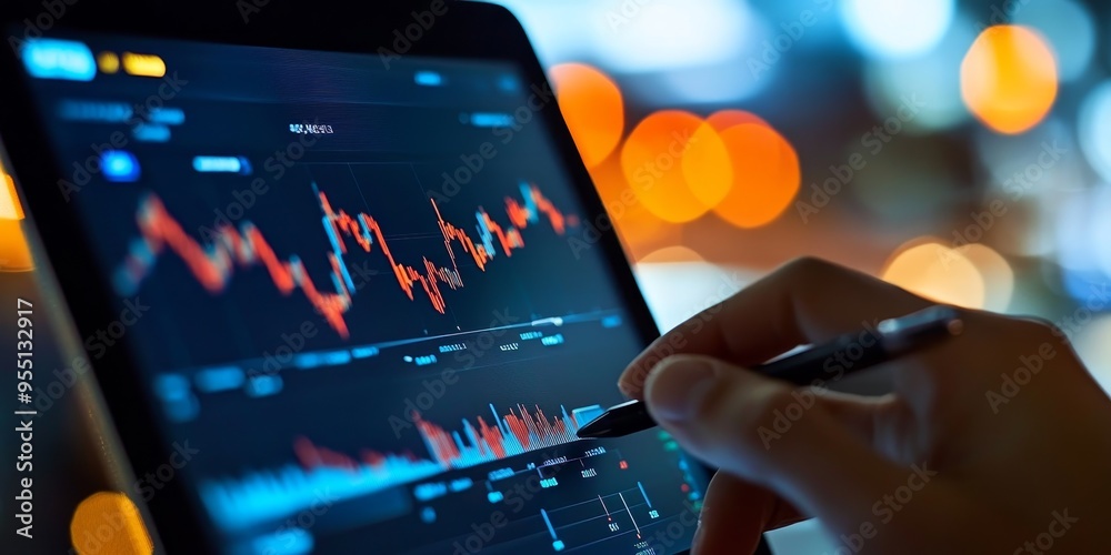 Aufkleber investor studying stock market data on a tablet clear visualization of market performance modern dig