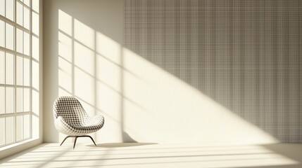 A minimalist modern living room with a black and white theme.
