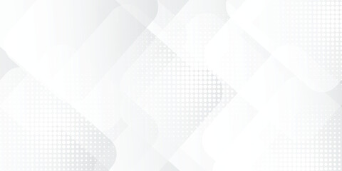 3D white geometric abstract background overlap layer on bright space with rounded rhomb effect decoration