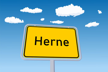 Herne city sign in Germany. City name welcome road sign vector illustration.