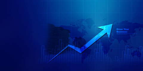 2d illustration Stock market online business concept. business Graph 