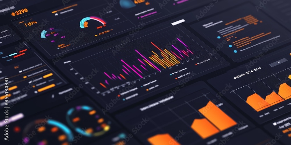 Leinwandbilder Detailed savings account dashboard with interactive graphs and precise data points professional and sleek design