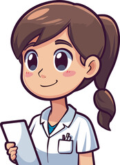 Cartoon Female Doctor Character Holding Clipboard Medical Professional Healthcare Provider Illustration Background Isolated Clinic Hospital Medicine Health Checkup Physician Therapist Surgeon Nurse