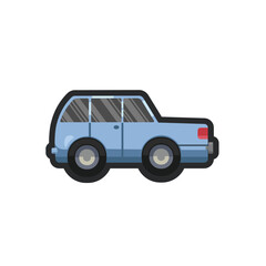 blue car in outline flat vector design.