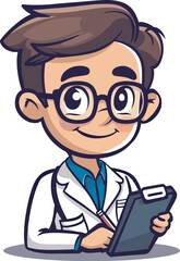 Cute Cartoon Doctor Character With Clipboard Medical Healthcare Professional Illustration Design Element Background