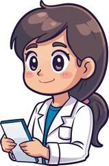 Cute female doctor holding a patient chart healthcare professional cartoon illustrationimage