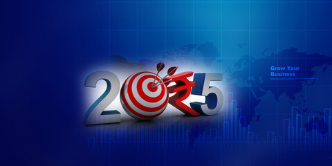 3d illustration 2025 in rupee with target concept

