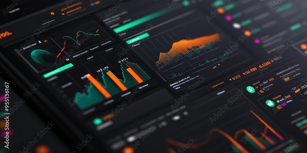 Poster detailed financial goals dashboard with interactive graphs and precise milestones professional and s