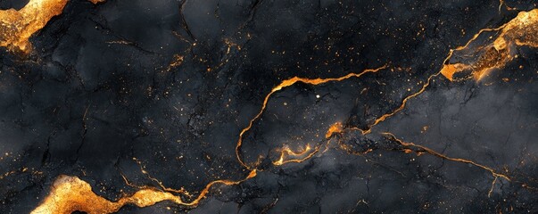 Fototapeta premium Seamless marble texture in dark grey with subtle gold veins, [Abstract Background Marble], [Bold and elegant]